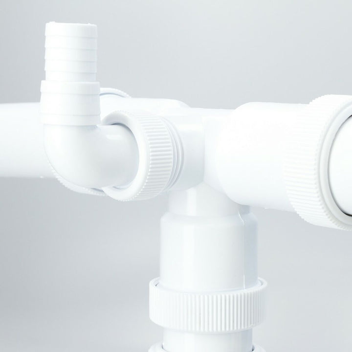 Weißer Fontastock 1/2" Spülbecken Siphon mit gerippten Anschlüssen für einfache Installation.