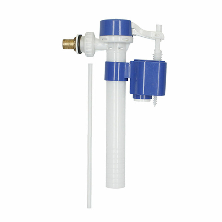 Fontastock Side Kompakt Schwimmerventil aus Hartplastik, blau und weiß. Kompaktes Design.