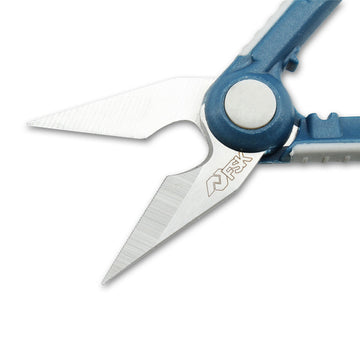 Ferrestock Elektrikerschere aus Edelstahl, blaue Griffe. Robuste Bauweise mit scharfen Klingen.