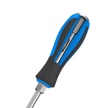 Ferrestock Schraubendreher-Set mit blau-schwarzem Griff und Stahlkern.