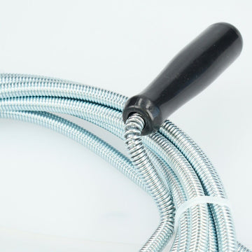 Fontastock Abflussreiniger mit flexibler Metallspirale und schwarzem Griff zum Reinigen von Abflüssen.