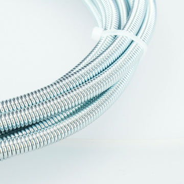 Silberner Abflussreiniger, 5 m x 9 mm, mit flexibler Metallspirale und Kabelbinder.