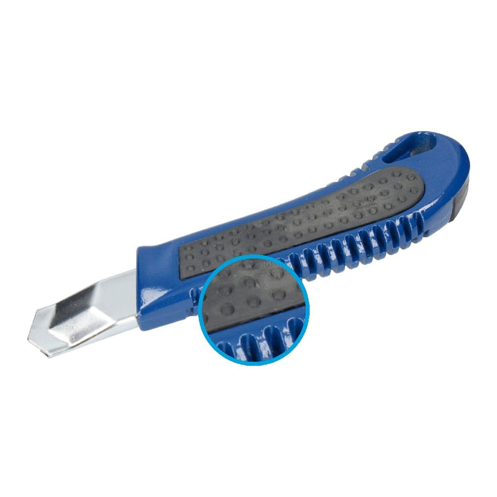 Blauer Ferrestock Cutter 18 mm. Klinge und strukturierte Griffflächen.
