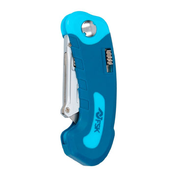 Blaues Ferrestock 19 mm Cutter-Messer mit ergonomischem Griff und segmentierter Klinge.
