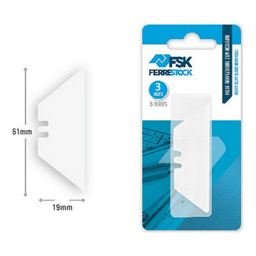 Ferrestock Keramik Klingen, 3 Stück. Trapezförmige Form mit Aussparung für Cuttermesser.