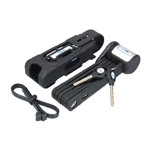 Schwarzes Ferrestock Kabel mit Vorhängeschloss und Schlüssel. Inklusive Tragebox und Befestigungsband.