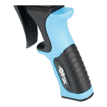 Blaue Ferrestock Silikonspritze mit schwarzem, ergonomischem Griff für komfortable Nutzung.