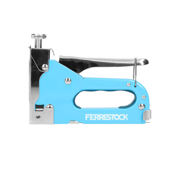 Blauer Ferrestock Nº 53 Tacker, 6-14 mm. Professioneller Tacker mit Metall Heftklammern Einfügebereich.