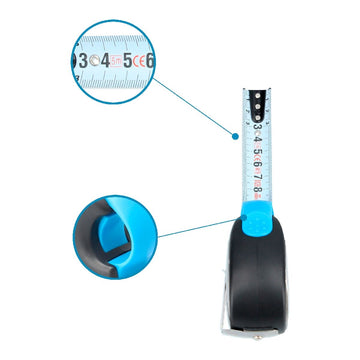 Schwarzes Ferrestock ST Flexometer mit blauem Griff und Nylon-Maßband für genaue Messungen.