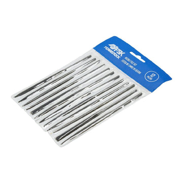 Feilen-Set Ferrestock: 12-teiliges Set mit schwarzen Nadelfeilen in Originalverpackung.