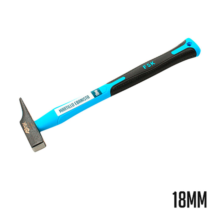 Blauer Ferrestock Hammer Ø 18 mm. Hammer mit flacher Schlagfläche und spitzem Ende.