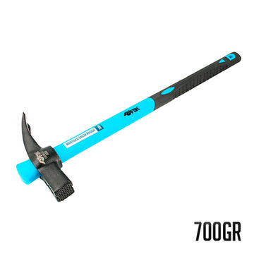 Blauer Ferrestock Hammer mit schwarzem Griff und Hammer-Pick-Kopf.