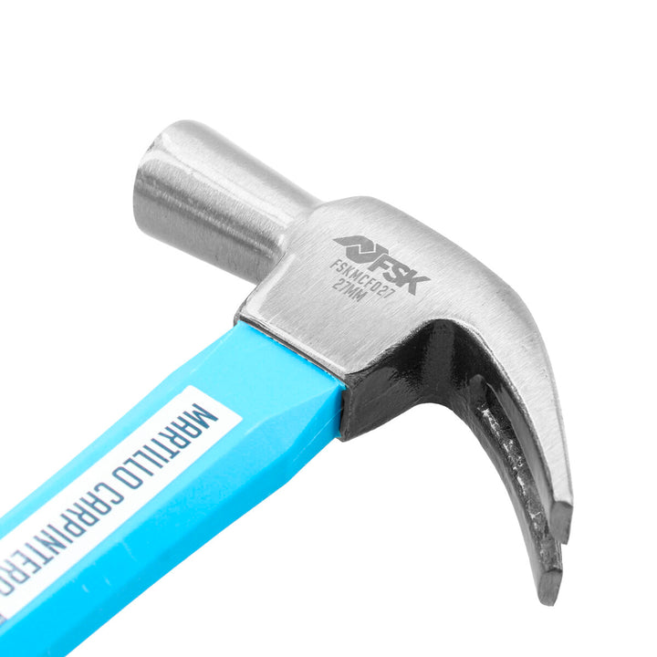 Nahaufnahme: Ferrestock Hammer Ø 27 mm mit blauem Griff und silberfarbenem Kopf.