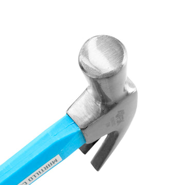 Nahaufnahme vom Ferrestock Hammer, Ø 27 mm, mit blauem Griff. Werkzeug mit rundem Kopf.