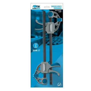 Ferrestock Einhand-Schraubzwinge aus Stahl und Kunststoff, Schnellspanner Design.