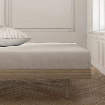 Beige Spannbetttuch aus Leinen für Einzelmatratze, Mix Colors von Happy Home.