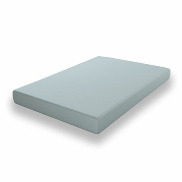 Graues Spannbetttuch für Einzelmatratze. Elastisches Material sorgt für perfekten Sitz.