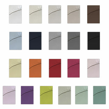 Verschiedene Farben von Happy Home Spannbetttücher für Doppelmatratze.