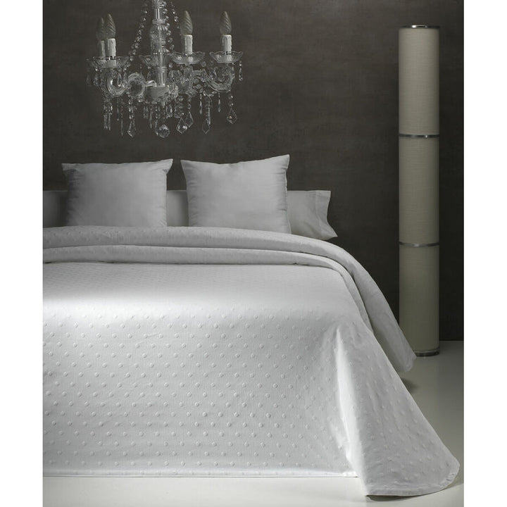 Weiße Doppelbett Steppdecke CARMINA mit Punktmuster. Elegante Tagesdecke für Schlafzimmer.
