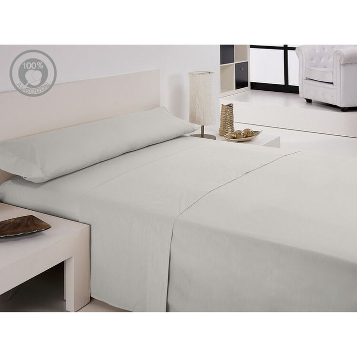 Weißes Bettwäsche-Set aus 100% Baumwolle für Einzelmatratze mit Kissenbezug.