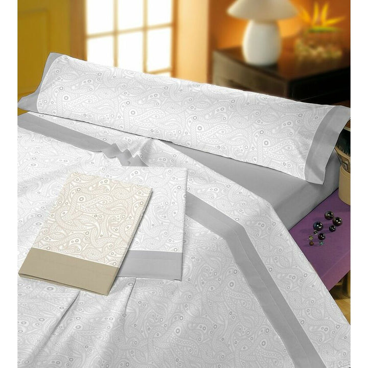 Graues Bettwäsche-Set D'Or VALENTINA mit Paisley-Muster für Einzelmatratze. Elegantes Design und weiche Textur.