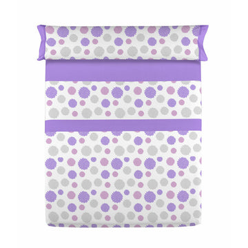 Violettes Einzelmatratzen-Bettwäscheset mit Blumenmuster und Akzenten. Bettwäsche-Set D'Or SOLE