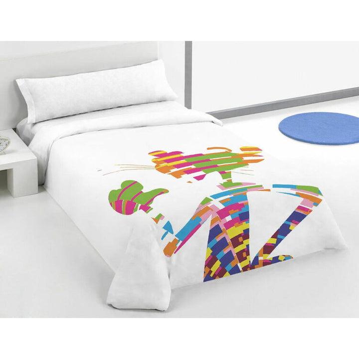 Buntes Bettbezug-Set für Einzelmatratze mit Pop-Art-Design. Lebendige Farben und geometrische Formen.
