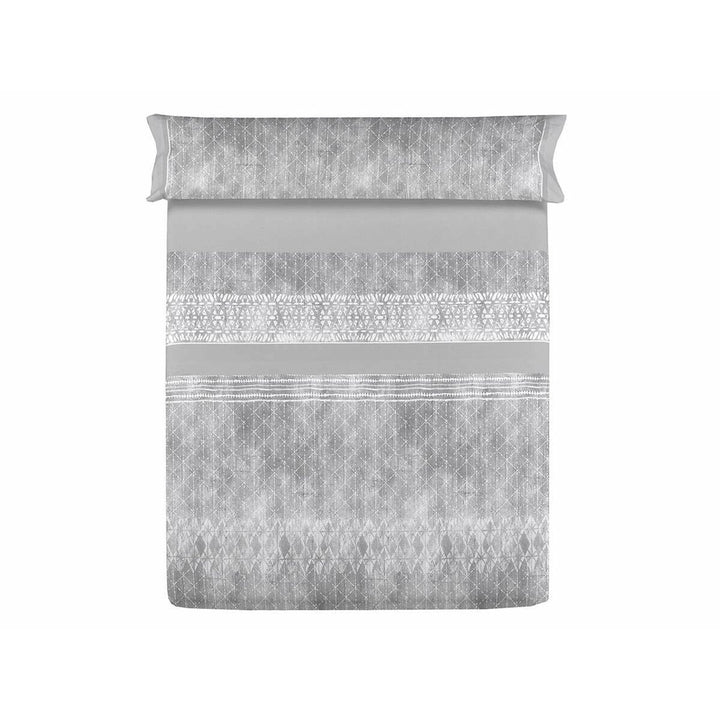 Graue Lois MARBY Bettwäsche King Size mit geometrischem Muster und dekorativen Bändern.