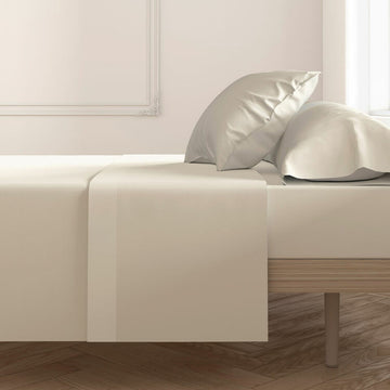 Beige Happy Home MixColors Oberlaken für Einzelmatratze. Weiche, neutrale Farbe.