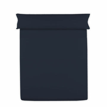 Marineblaues Hosteline Oberlaken für Einzelmatratze. Schlichtes Design und hochwertige Verarbeitung.