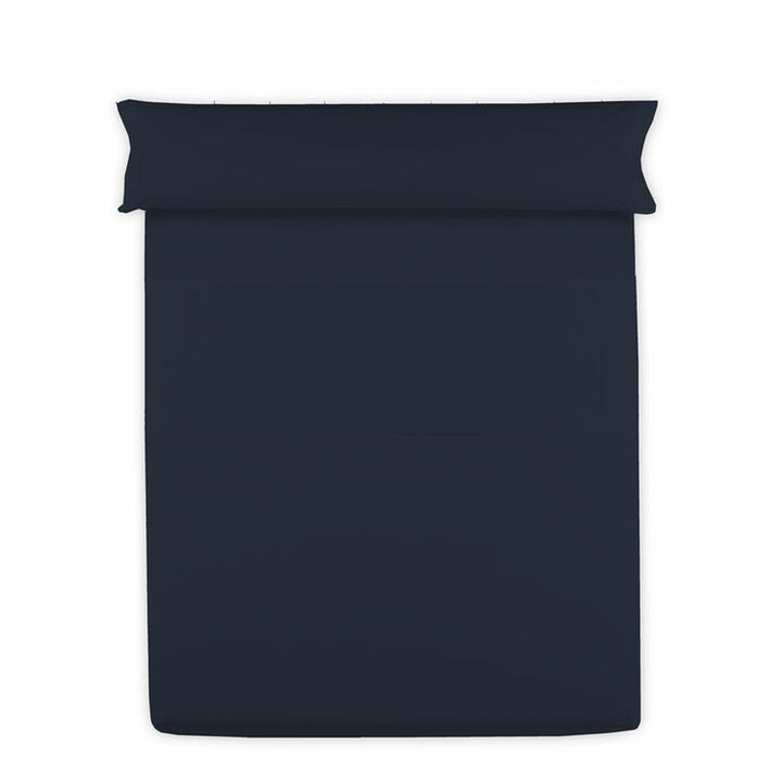 Marineblaues Hosteline Oberlaken für Einzelmatratze. Schlichtes Design und hochwertige Verarbeitung.