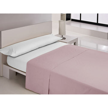 Violettes Oberlaken auf einem Bett. Das Bettlaken ist die perfekte Ergänzung für Ihr Schlafzimmer.