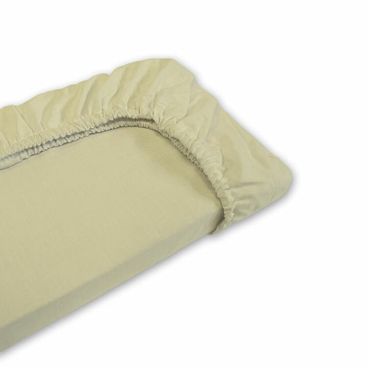 Gelbes Spannbetttuch für Einzelmatratze mit elastischen Kanten für Happy Home.