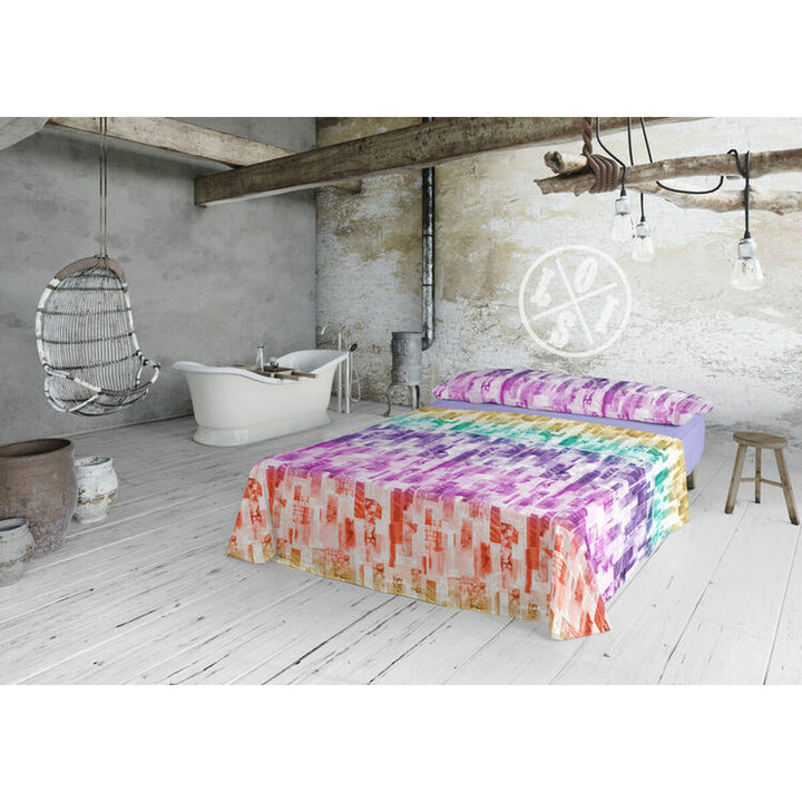 Violett Einzelmatratze Bettwäsche-Set Lois SAVAGE mit abstraktem, farbenfrohem Design.