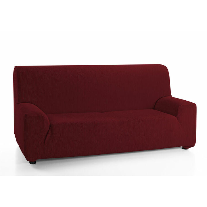 Burgunderroter Sofabezug CAMERON mit Textur. Elastischer Bezug für Couch.