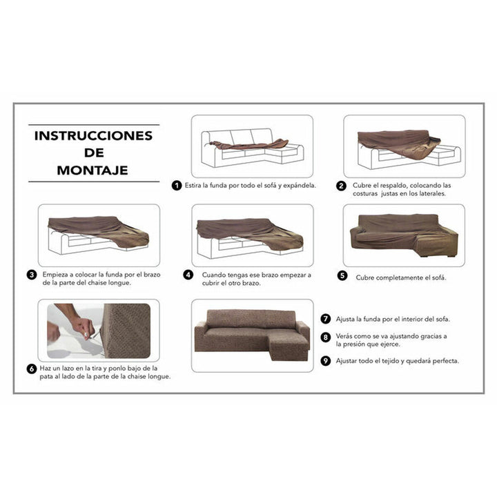 Anleitung: Beige Chaiselongue Abdeckung Montage für rechts. Schritt-für-Schritt Anleitung.