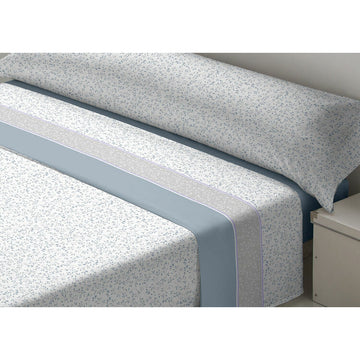 Blaues D'Or SEDALINA DARCY Bettwäsche-Set King size mit floralem Muster und Bordüre.