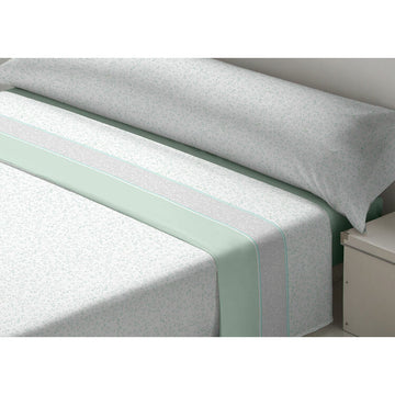 Grünes D'Or SEDALINA DARCY Bettwäsche-Set King Size mit floralem Muster und Zierstreifen.
