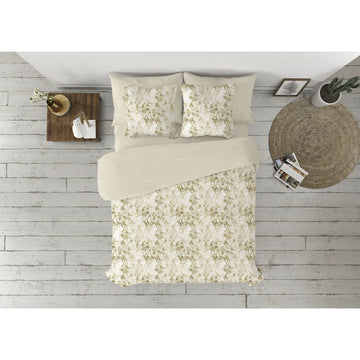 Pierre Cardin LUCIA Bettbezug-Set, braun, mit floralem Muster für Einzelmatratze.