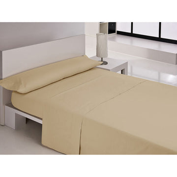 Beige DENVER Doppelbettwäsche-Set mit Kissenbezug und Spannbettlaken.