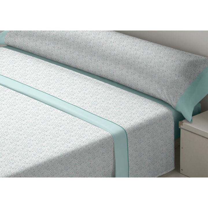 Grüne D'Or LAVANDA Flanell Bettwäsche-Set King Size mit zartem Blumenmuster.