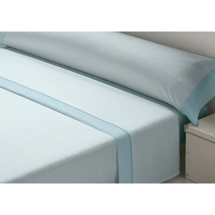 Blaues Bettwäsche-Set D'Or JAZMIN aus Flanell für Einzelmatratze mit Muster und Akzenten.