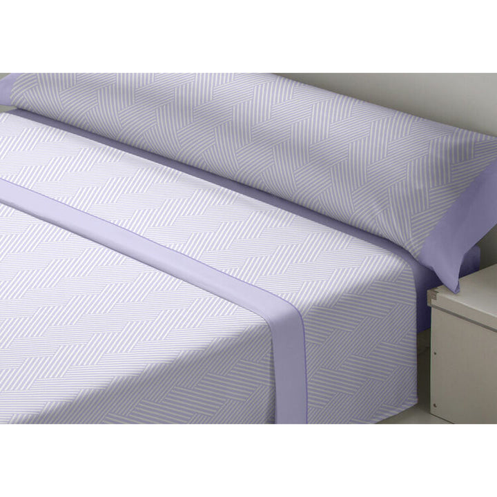 Violettes Bettwäsche-Set mit geometrischem Muster für Einzelmatratze Franela.