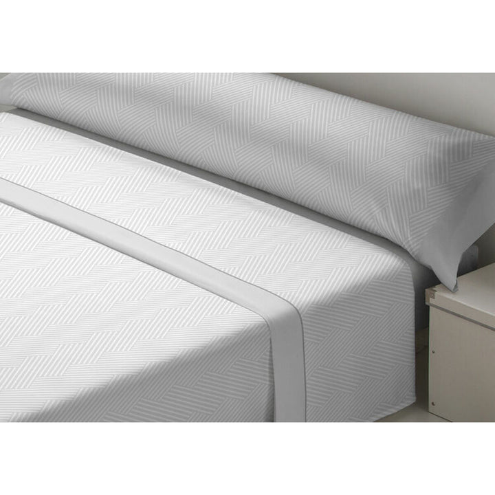 Graues D'Or VARTO Bettwäsche-Set King Size mit geometrischem Streifenmuster aus Franela.
