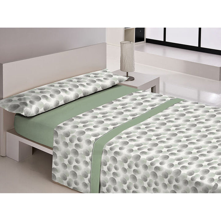 Grünes Bettwäsche-Set Libela mit Punktmuster für Doppelmatratze. Moderne Schlafzimmer-Bettwäsche.