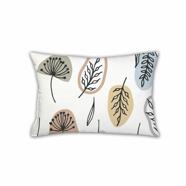 Pierre Cardin Kissenbezug mit botanischem Muster. Beige, graue und blaue Blätter Design.