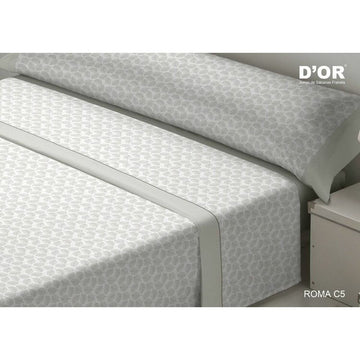 Graues D'Or ROMA Flanell Bettwäsche-Set King Size mit Blätter Muster.