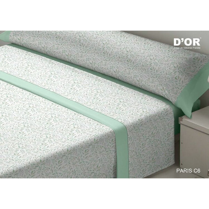 Grünes D'Or PARIS Bettwäsche-Set mit Blattmuster für Einzelmatratze Franela.