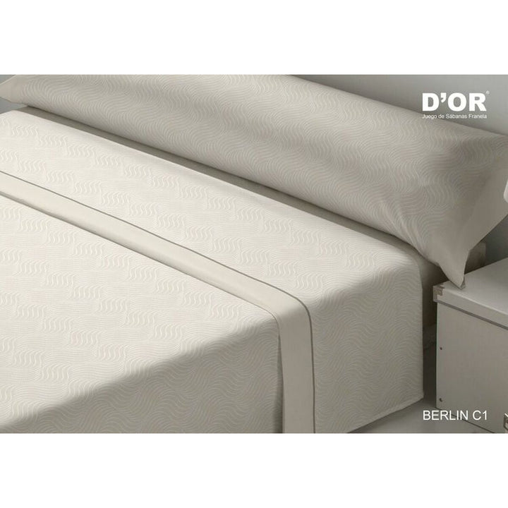 Beige D'Or BERLIN Bettwäsche-Set mit Wellenmuster für Einzelmatratze.