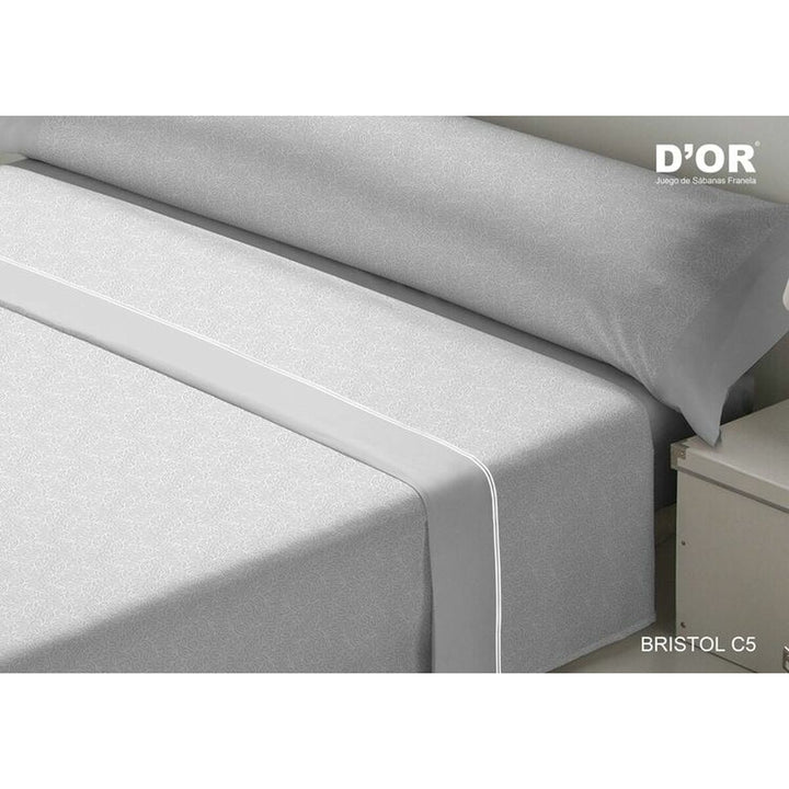 Graues D'Or BRISTOL Bettwäsche-Set Franela mit dezentem Muster für Doppelmatratze.